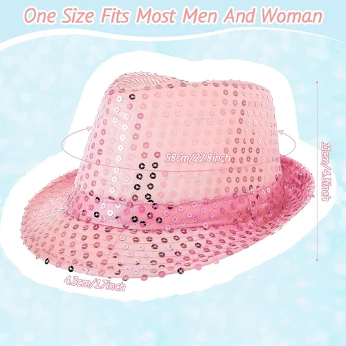 Vista 2 de 12 piezas de sombrero de fieltro de lentejuelas occidentales, sombrero de lentejuelas con purpurina, sombrero de baile de color sólido, gorra