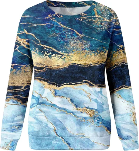 Vista 5 de Sudadera de gran tamaño para mujer, con estampado diario, cuello redondo, ajuste casual, largo