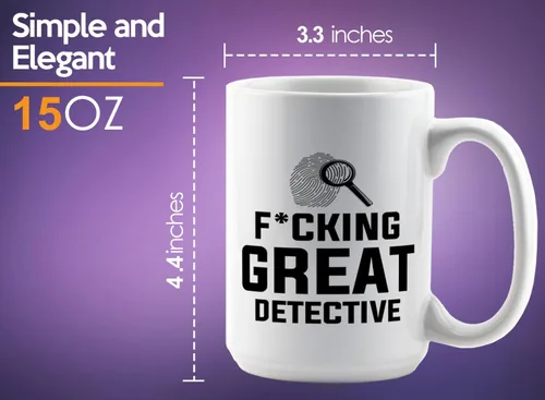 Vista 6 de Taza de café de detective de 15 onzas, color blanco, gran detective, policía, policía, patrulla, policía, policía, policía, policía, policía