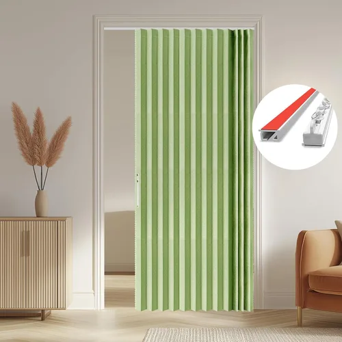 Vista 24 de AJAZZ Cortinas 100% Opacas para Puertas Corredizas de Entrada, Puertas de Acordeón para Entrada, Cortina Magnética para Puerta de Dormitorio Sala