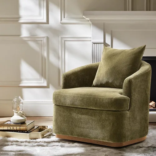 Vista 15 de HULALA HOME Silla giratoria moderna con base de madera maciza, óxido Herrumbre