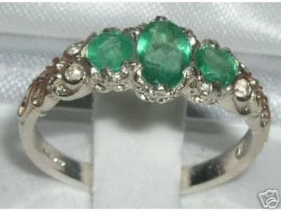 Vista 2 de Anillo de plata de ley 925 auténtica esmeralda para mujer
