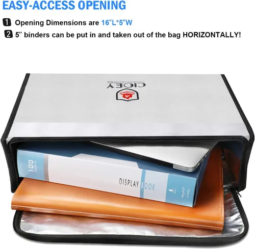 Vista 4 de Bolsa de Documentos Ignífuga - Caja Ignífuga [Aislada Térmica] Cajas de Seguridad Ignífugas para el Hogar Bolsa Ignífuga Grande Cremallera