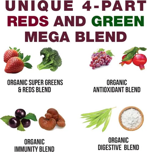 Vista 3 de Kids Greens and Reds Superfood Powder – Jugo orgánico vegano súper alimenticio con más de 25 frutas y verduras – Vitaminas de alimentos reales sin