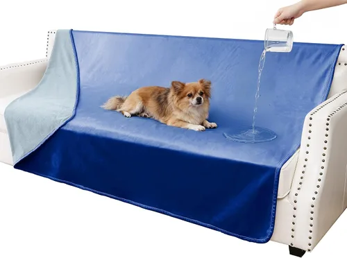 Vista 22 de Manta impermeable para perros pequeños, a prueba de fugas, manta reversible para sofá, cama, protector de muebles lavable a máquina, 25 x 35 Beige