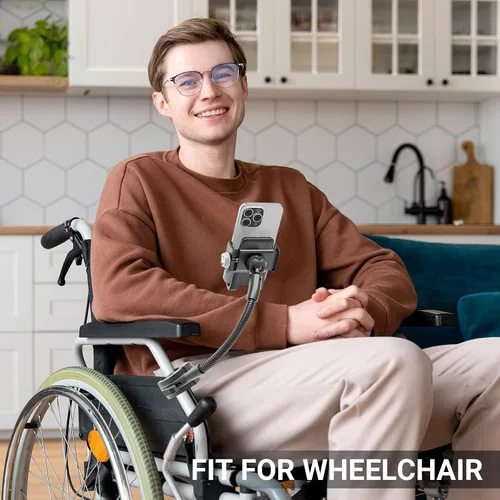 Vista 8 de Soporte de teléfono para bicicleta, soporte universal de cuello de cisne ajustable de 360°, instalación sin herramientas para bicicleta, scooter