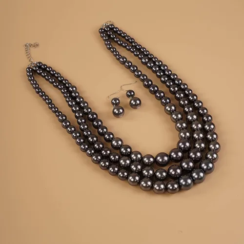 Vista 5 de YERTTER Juego de gargantillas vintage de los años 20, collar de perlas grandes, collar de perlas de imitación de múltiples hebras, collar de perlas