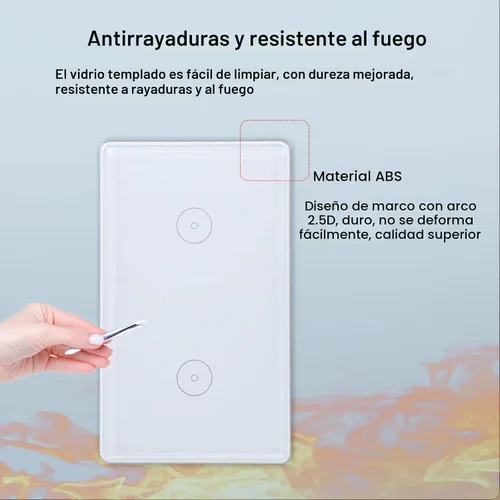 Vista 10 de Zigbee Smart Touch - Interruptor de luz de pared, control de aplicación/voz, visión nocturna, requiere puerta de enlace Tuya