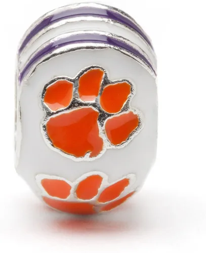 Vista 2 de Stone Armory Clemson University - Abalorio de cuentas para mujer con logotipo de Clemson Paw blanco y naranja, joyería de Clemson University Tigers
