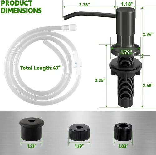 Vista 5 de Dispensador de jabón para fregadero de cocina, dispensador de jabón integrado, kit de tubo de extensión de 47 pulgadas, bomba dispensadora de loción