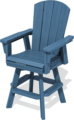 Vista 18 de SERWALL Silla de bar Adirondack giratoria de HDPE, taburetes de bar giratorios para exteriores, silla Adirondack de balcón para bistro, piscina