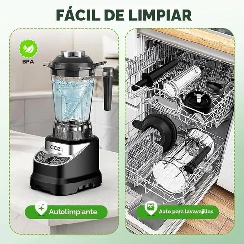 Vista 6 de COZII - Licuadora profesional de 2000 W, 64 onzas, batidora de batido de encimera, taza de 21 onzas 7 Presets Blenders for Kitchen,Smoothies/Ice