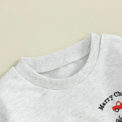 Vista 2 de Gueuusu Sudadera navideña con estampado de árbol de Navidad y camión, 2 piezas, ropa de invierno de Navidad