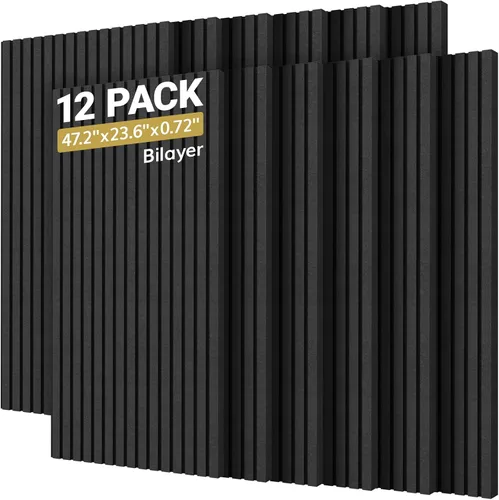 Vista 15 de TONOR Paneles de pared acústicos de doble capa autoadhesivos de alta densidad, paquete de 4 paneles de 47.2"x23.6"x0.72", paneles grandes de pared