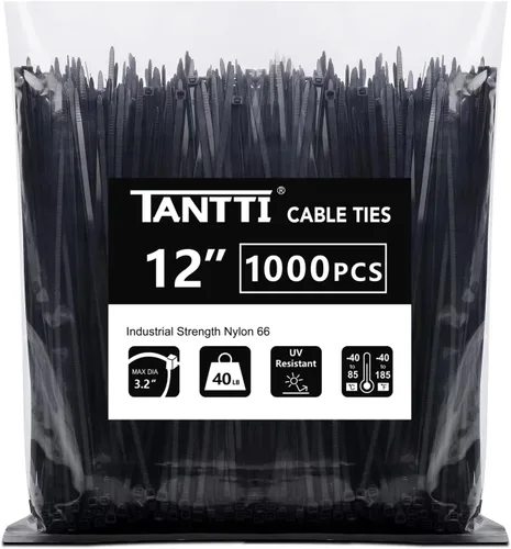 Vista 13 de Bridas de 4 pulgadas (paquete de 200), bridas pequeñas con resistencia a la tracción de 18 libras, color negro, por TANTTI Supply