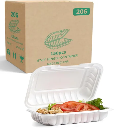 Vista 10 de YANGRUI Recipientes Desechables de 7.8" 30 oz Paquete de 65 - Envuelto en Plástico Retráctil Contenedor de Alimentos de Plástico PP Relleno