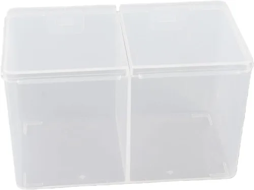 Vista 4 de Organizador de almohadillas de algodón con 2 compartimentos, organizador de brochas de maquillaje, soporte de hisopos de algodón para cosméticos