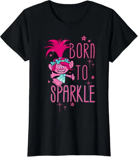 Vista 48 de DreamWorks Trolls Camiseta Born to Sparkle Negro
