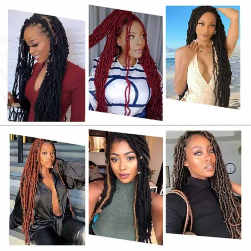 Vista 6 de 6 Paquetes Soft Locs Cabello de Ganchillo Pre Looped Faux Locs Trenzas de Ganchillo Goddess Locs Dreadlocs Cabello Sintético Para Mujeres Negras 1b