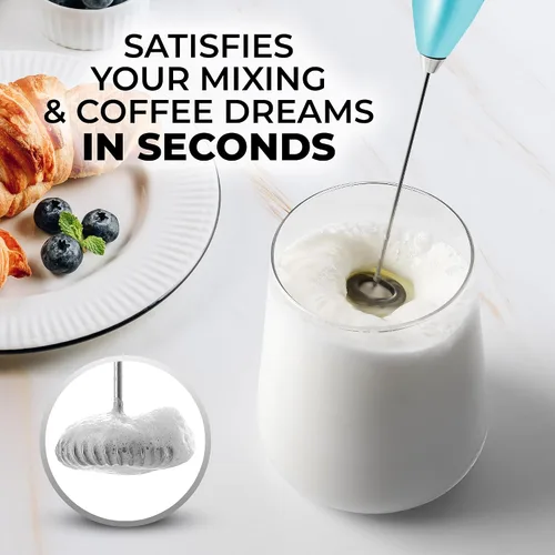 Vista 383 de Zulay Milk Boss Espumador de leche potente manual, hace espuma para latte, batidor para mezclar bebidas, café, miniespumador para capuchino, frappé