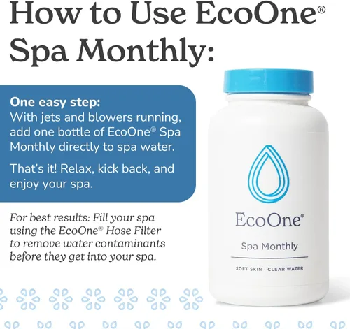 Vista 3 de EcoOne Spa Mensual Tratamiento de Spa Suave y Natural Limpiador Acondicionador para Tina de Hidromasaje, Piscina y Spa Limpiador para Tina