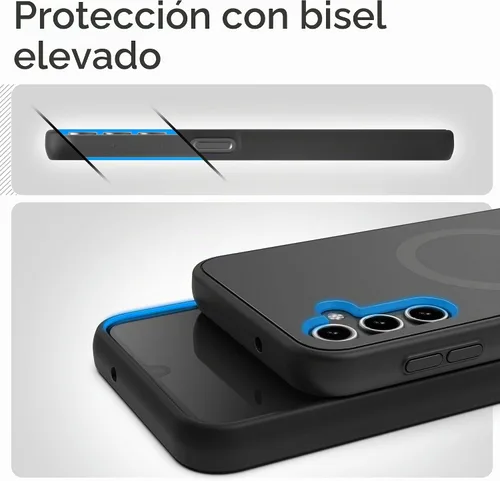 Vista 4 de Funda magnética para Samsung Galaxy A14 5G con soporte de agarre para teléfono, compatible con accesorios MagSafe (negro) (A14 5G)