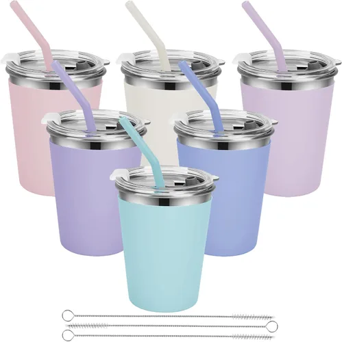 Vista 8 de Yummy Sam Vasos de acero inoxidable de 12 onzas para niños, vasos para bebidas frías y calientes, vasos irrompibles para niños y adultos, escuela