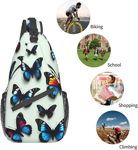 Vista 6 de Mariposa y violonchelo bolso bandolera bandolera bolsa de pecho ligero Sling Daypackstravel senderismo ciclismo para hombres mujeres