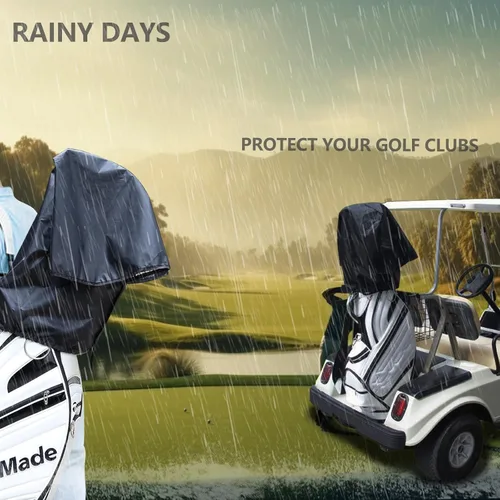 Vista 2 de Bolsa de golf mejorada con capucha impermeable para bolsa de golf, cubierta de lluvia para bolsas de club de golf, se adapta a casi todas las bolsas