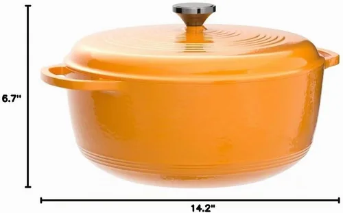 Vista 9 de Lodge - Horno holandés de hierro fundido esmaltado, 7.5 cuartos de galón, albaricoque