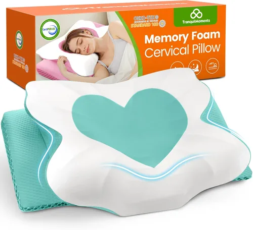 Vista 8 de Almohada cervical de cuello TranquilMoments para dormir, almohada de espuma viscoelástica para dormir de lado, almohadas ergonómicas para alivio