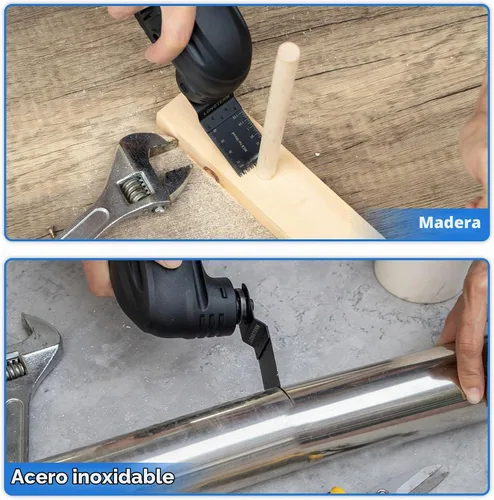 Vista 3 de LONGTERM 100 piezas de hojas oscilantes de madera de dientes largos, OIS de liberación rápida, para madera dura/madera blanda/MDF/madera