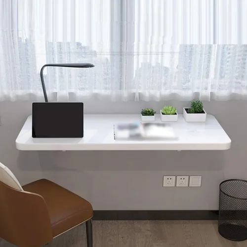 Vista 2 de Mesa plegable flotante de pared, mesa de comedor de cocina, mesa de ordenador portátil, mesa de jardín, mesita de noche, mesas de bar, banco