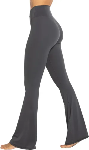 Vista 3 de Sunzel - Leggings acampanados, pantalones de yoga cruzados con control de abdomen, cintura alta y piernas anchas