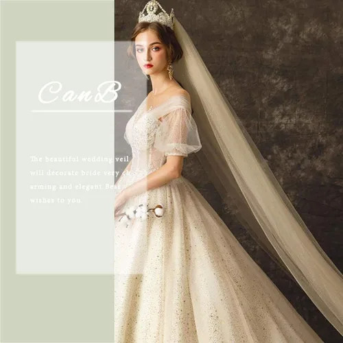 Vista 2 de CanB Velo de novia velo largo velo de novia longitud catedral suave velo novia vestido de pelo con peine 2T 118 pulgadas para mujeres y niñas
