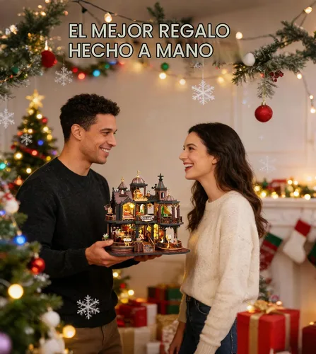 Vista 6 de Spilay Kit de Casa en Miniatura DIY, Casa de Muñecas Castillo de Edimburgo con Caja de Música y Cubierta Antipolvo, Kit de Rompecabezas de Madera 3D