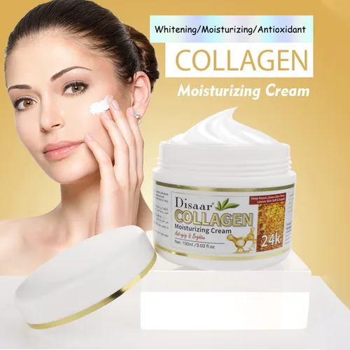 Vista 9 de DISAAR Beauty Crema Hidratante de Colágeno Anti-Envejecimiento Anti-Arrugas Hidrata Reparación de la Piel 3.4 fl oz/3.03fl.oz (Oro 24K)
