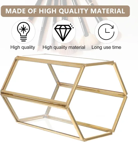 Vista 8 de Beavorty Organizador de brochas de maquillaje de vidrio, taza de almacenamiento de brochas de cosméticos para escritorio de tocador, organizador