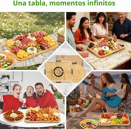 Vista 6 de SAKAMOSH Tabla de embutidos portátil con tapa, juego de 2 tablas