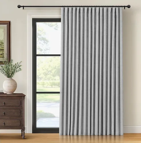 Vista 11 de INOVADAY Cortinas térmicas para puerta corredera 100% opacas para dormitorio, cortinas de puerta corrediza de vidrio extra anchas para patio, lino