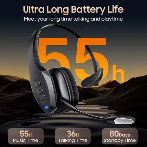 Vista 7 de Auriculares Bluetooth para Camionero, Auriculares Inalámbricos con Micrófono, Auriculares Bluetooth con Micrófono de Cancelación de Ruido Dual