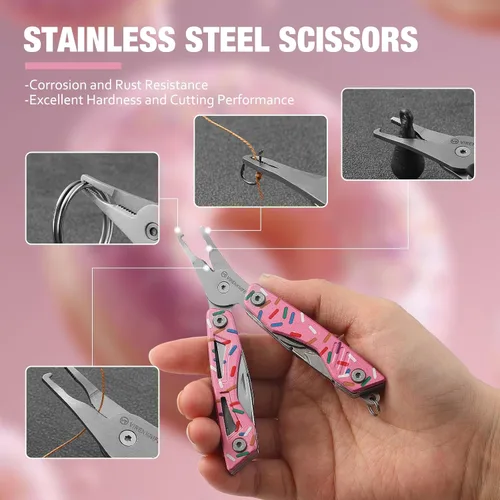 Vista 6 de VIRENKNIFE - Alicates multiherramienta 13 en 1, de acero inoxidable, multiherramienta EDC con cuchillo de bolsillo, destornillador, abrebotellas