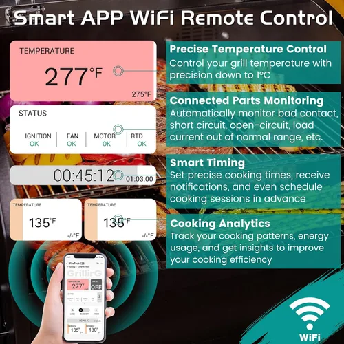 Vista 5 de Controlador WiFi para Fumador de Pellet Vertical Serie 3 4 5 7 de Pit Boss Panel de Control de Termostato con Sonda de Temperatura Tablero