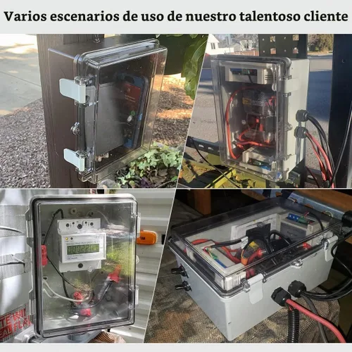 Vista 7 de Caja de conexiones IP65 impermeable carcasa de plástico ABS con cubierta transparente de PC con bisagras, caja de proyectos eléctricos con placa