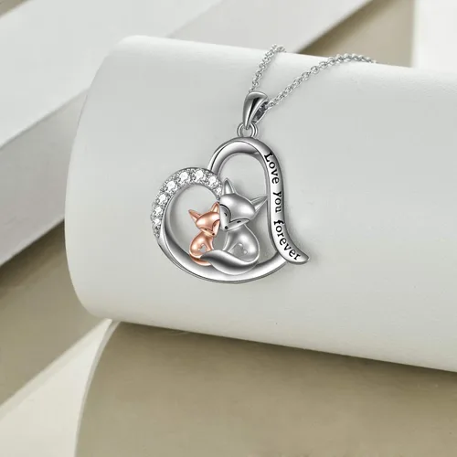 Vista 5 de POPLYKE Collar de plata de ley para mujer diseño de rana zorro mariquita mariposa regalo para el día de la madre para mamá hija esposa collar