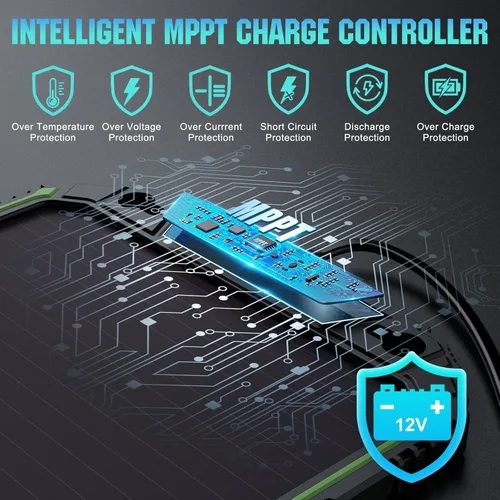 Vista 2 de Sun Energise Cargador Mantenedor de Batería Solar de 5W 12V PRO, Controlador de Carga MPPT Inteligente Incorporado, Kits de Carga por Goteo de Panel