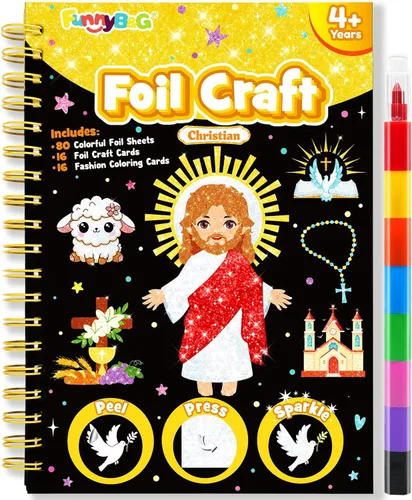 Vista 18 de FUNNYB&G Arte en papel de aluminio para niños - Manualidades de Navidad, regalos de fiesta, rellenos de calcetines para niños, suministros de arte
