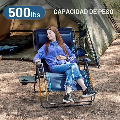 Vista 5 de TIMBER RIDGE Silla reclinable de gravedad cero extra grande, de 33 pulgadas de ancho XXL, con mesa auxiliar, silla de salón acolchada completa