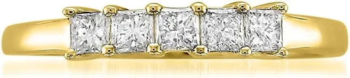 Vista 3 de 12 Carat, Prong Set 14K 5 Stone Princess-cut Bridal Wedding Band Ring for Women (H-I,I2-I3) Real Fine Jewelry by La4ve s Gift Box Included