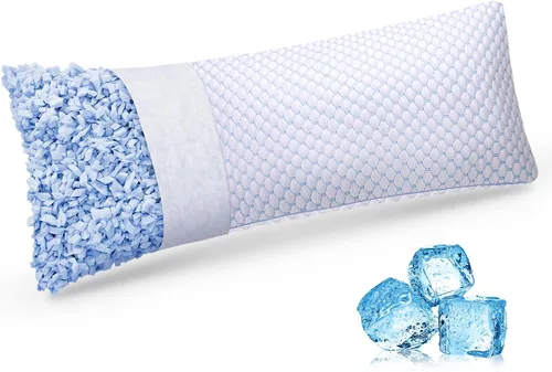 Vista 10 de OSBED Almohada refrescante de espuma viscoelástica triturada, tamaño estándar, loft ajustable con cuentas de gel y funda de Tencel transpirable